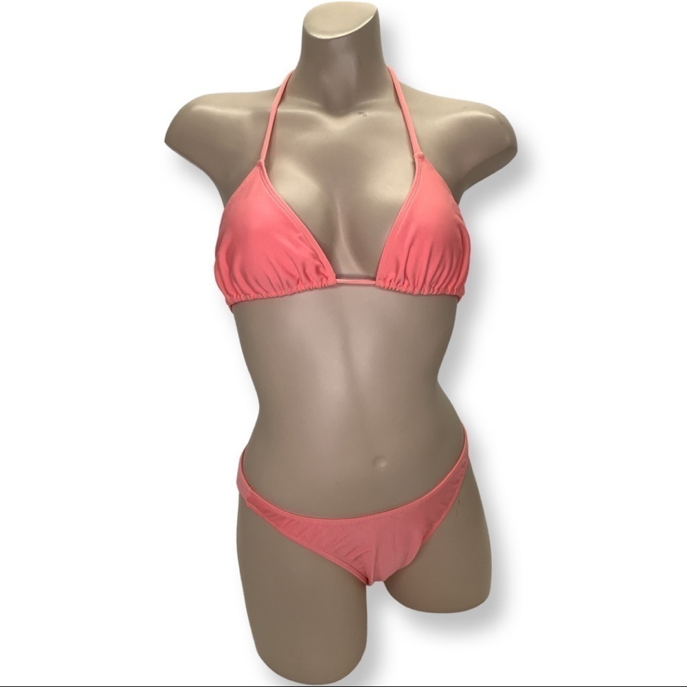 Brazilian Dalvi Size Medium Peach Full Bikini Bottom & Triangle Bikini Top. New